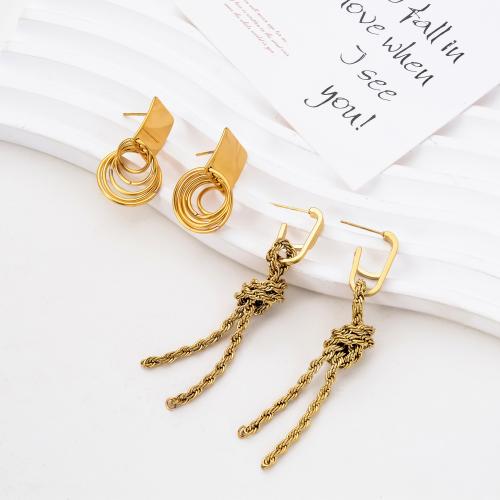 Stainless Steel Drop Earring, 304 Stainless Steel, gold color plated, different styles for choice & for woman, more colors for choice, Sold By Pair