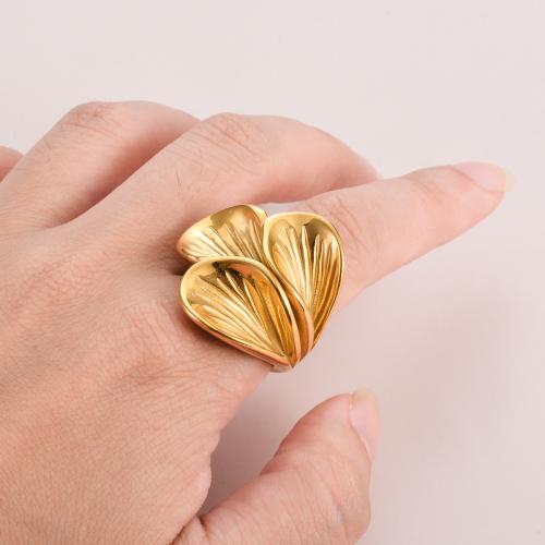 Stainless Steel Finger Ring, 304 Stainless Steel, petals, gold color plated, different size for choice & for woman, more colors for choice, Sold By PC