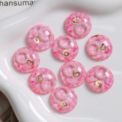 Resin Cabochon, with Plastic Pearl, Round, DIY, pink, 20mm, Sold By PC