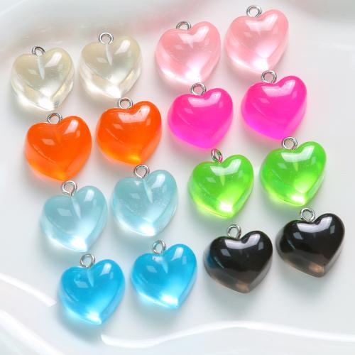 Resin Pendant, Heart, DIY, more colors for choice, 16x16mm, Sold By PC