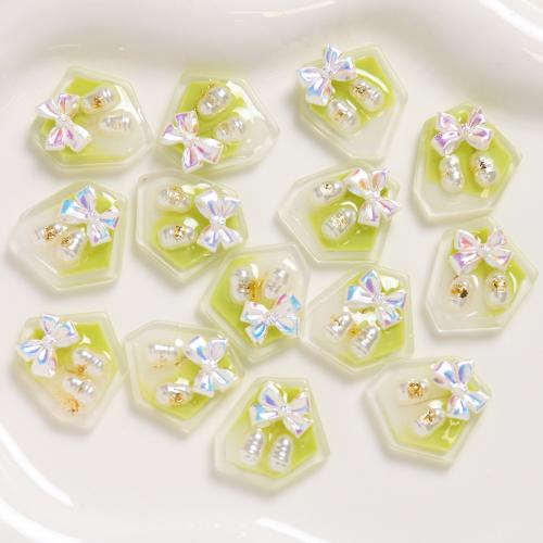 Hair Accessories DIY Findings, Resin, with Plastic Pearl, green, 20x19mm, Sold By PC