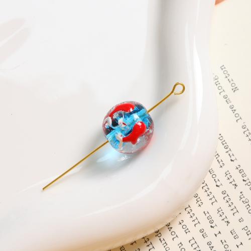 Handgewickelte Perlen, Lampwork, rund, DIY, blau, 15mm, verkauft von PC