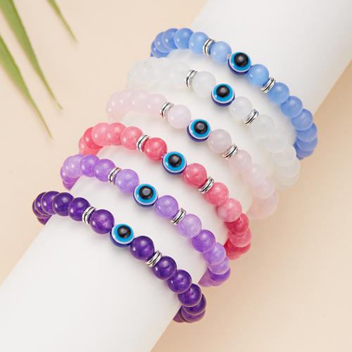 Evil Eye Jewelry Bracelet, Glass Beads, with Cats Eye & Resin & Tibetan Style, handmade, evil eye pattern & for man, more colors for choice, 180mm, Sold By PC