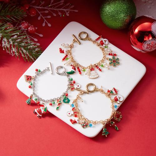 Christmas Holiday Bracelet, Tibetan Style, plated, Christmas Design & for woman & enamel, more colors for choice, Sold By PC