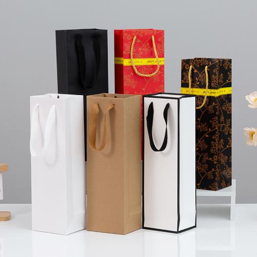 Kraft Wine Bag, different styles for choice & gold accent, Sold By PC