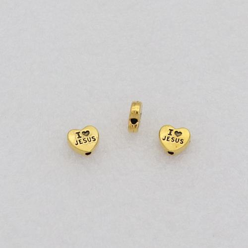 Bijoux de perles en alliage de Zinc , coeur, Placage, DIY, plus de couleurs à choisir, protéger l'environnement, sans nickel, plomb et cadmium, 8x8x3mm, Trou:Environ 1.5mm, Environ 100PC/sac, Vendu par sac