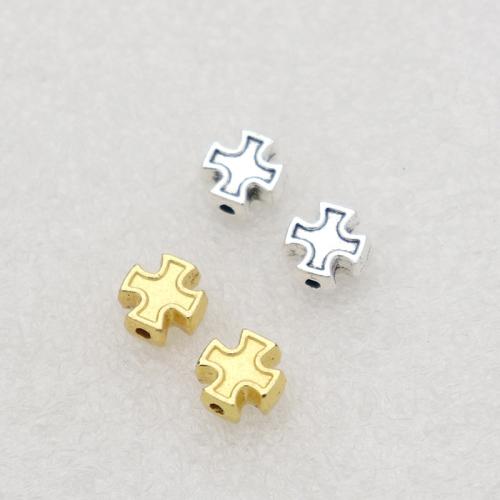 Zink Legierung Perlen Schmuck, Zinklegierung, Kreuz, antik silberfarben plattiert, DIY, keine, frei von Nickel, Blei & Kadmium, 8x8x3mm, Bohrung:ca. 1.5mm, ca. 100PCs/Tasche, verkauft von Tasche