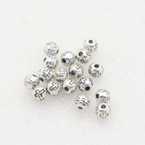 Tibetan Style Jewelry Beads, Round, antique silver color plated, DIY, nickel, lead & cadmium free, 5x5mm, Hole:Approx 1.2mm, Approx 100PCs/Bag, Sold By Bag