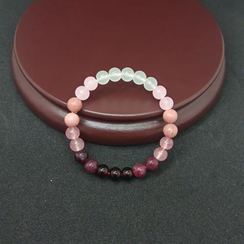 Quartz Bracelets, Strawberry Quartz, with Glass, Round, Unisex, Sold By PC