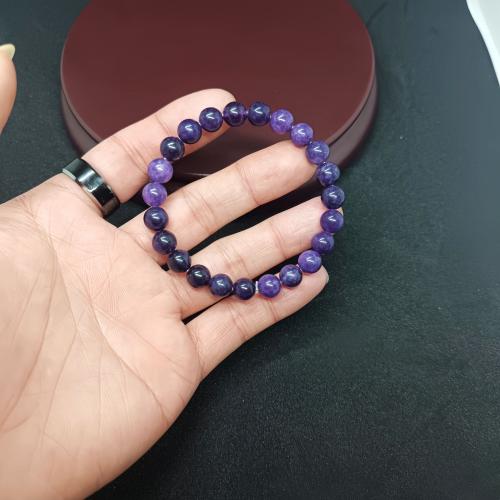 Glass Beads Bracelet, Round, Unisex, purple, Sold By PC