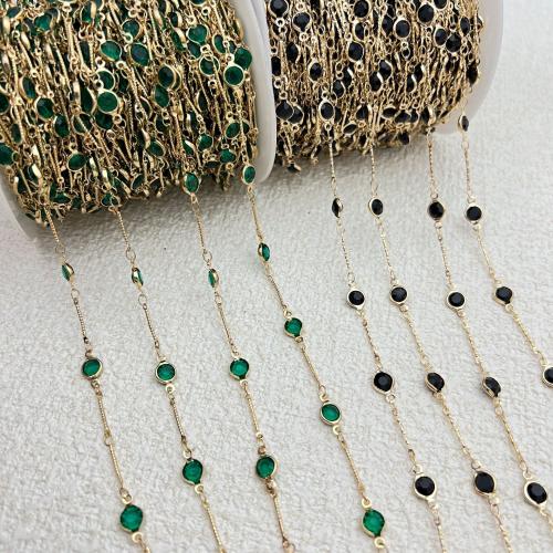 Brass Necklace Chain, plated, DIY & with rhinestone, more colors for choice, nickel, lead & cadmium free, Length:1 m, Sold By m