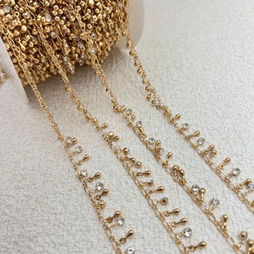 Brass Necklace Chain, gold color plated, DIY & micro pave cubic zirconia, nickel, lead & cadmium free, Length:1 m, Sold By m