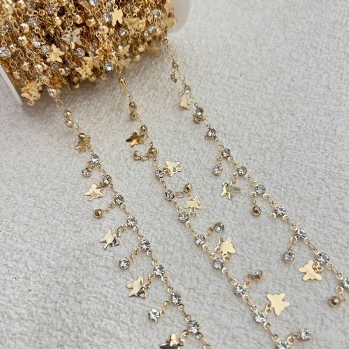 Brass Necklace Chain, Butterfly, gold color plated, DIY & micro pave cubic zirconia, nickel, lead & cadmium free, Length:1 m, Sold By m