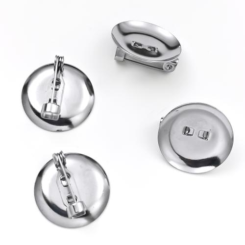 Stainless Steel Brooch Findings, 316 Stainless Steel, Round, silver color plated, DIY & different size for choice, more colors for choice, Sold By PC