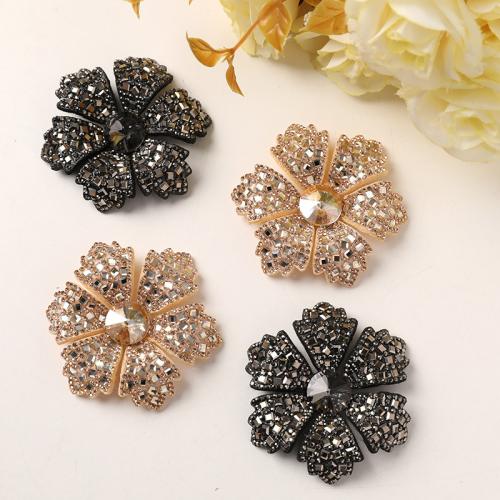 Hair Accessories DIY Findings, Cloth, Flower, with rhinestone, more colors for choice, 55mm, Sold By PC