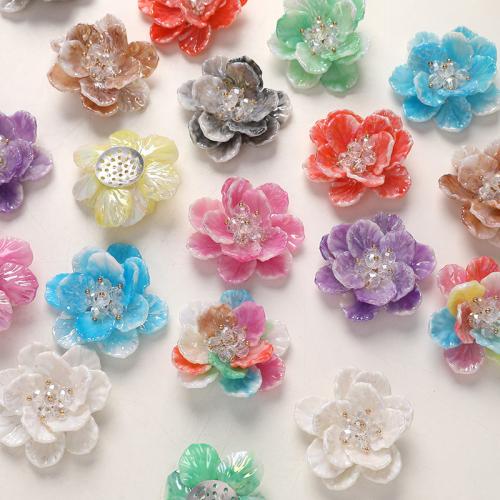 Hair Accessories DIY Findings, Acrylic, with Crystal, Flower, more colors for choice, 42mm, Sold By PC