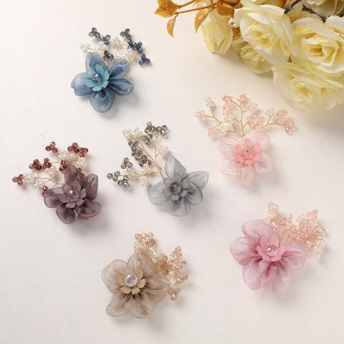 Hair Accessories DIY Findings, Gauze, with Glass, more colors for choice, 60x40mm, Sold By PC