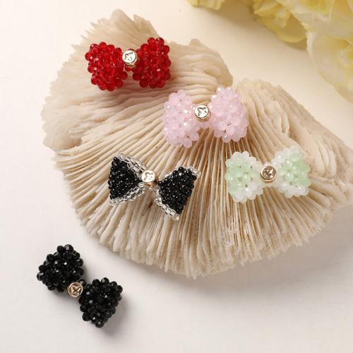 Hair Accessories DIY Findings, Crystal, Bowknot, more colors for choice, 30x15mm, Sold By PC