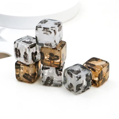 Plated Acrylic Beads, Square, DIY, more colors for choice, 16x16mm, Hole:Approx 3mm, Sold By PC