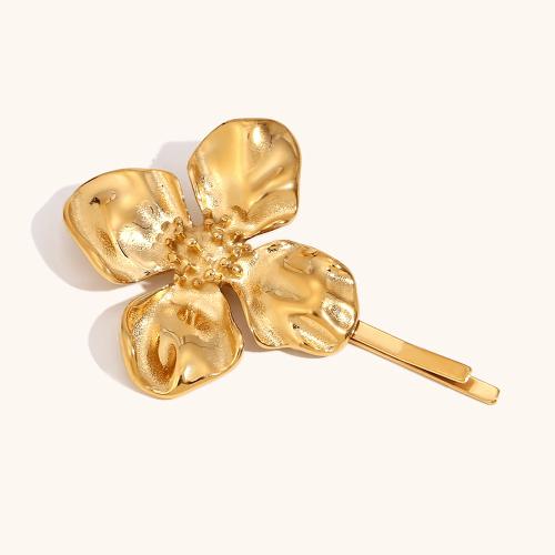 Hair Slide, 304 Stainless Steel, Flower, 18K gold plated, fashion jewelry & for woman, Sold By PC