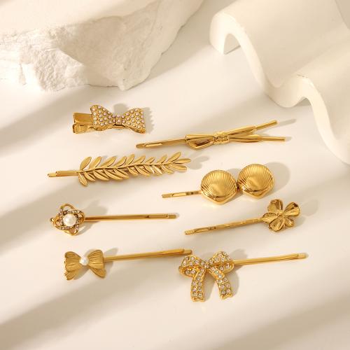 Hair Slide, 304 Stainless Steel, plated, fashion jewelry & different styles for choice & for woman, golden, Sold By PC