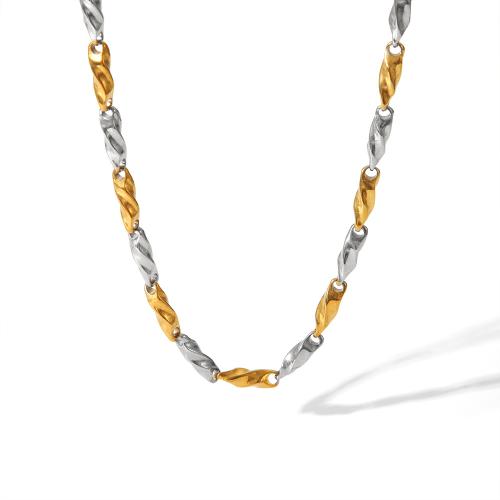 Titanium Steel Necklace, plated, fashion jewelry & for woman & two tone, Length:53 cm, Sold By PC