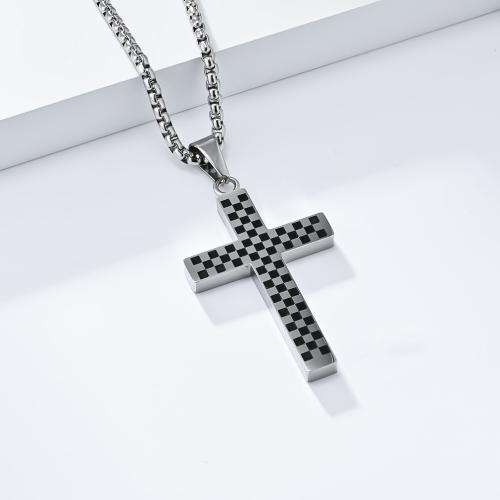 Stainless Steel Jewelry Necklace, 304 Stainless Steel, Cross, plated, Unisex & different styles for choice & enamel, more colors for choice, Sold By PC