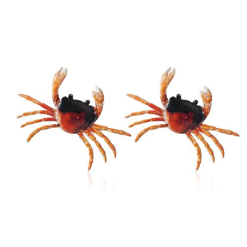 alliage de zinc boucle d oreille dormeuse, crabe, bijoux de mode & pour femme, 50x35mm, Vendu par paire