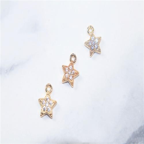 Cubic Zirconia Micro Pave Brass Pendant, Star, KC gold color plated, DIY & different styles for choice & micro pave cubic zirconia, Sold By PC