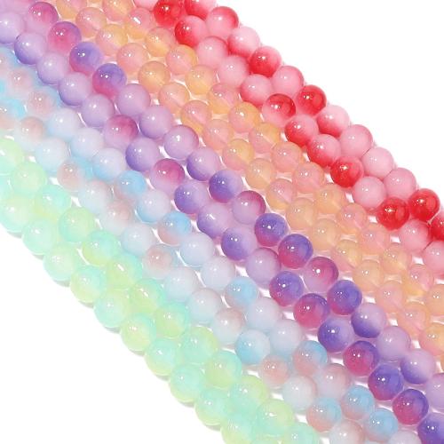 Fashion Glass Beads, Round, stoving varnish, DIY & two tone, more colors for choice, 8mm, Hole:Approx 1.3mm, Approx 106PCs/Strand, Sold Per Approx 80 cm Strand