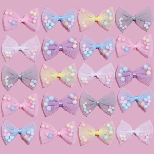 Hair Accessories DIY Findings, Gauze, with Foam, Bowknot, handmade, more colors for choice, 40x30mm, Approx 100PCs/Bag, Sold By Bag