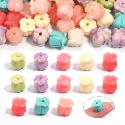 Resin Jewelry Beads, Flower, DIY, more colors for choice, 8x8mm, Hole:Approx 1.6mm, Approx 100PCs/Bag, Sold By Bag