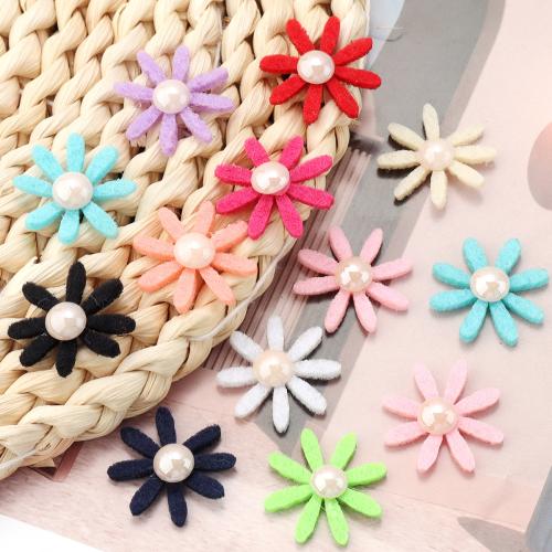 Hair Accessories DIY Findings, Non-woven Fabrics, with Plastic Pearl, Flower, more colors for choice, 25mm, Approx 100PCs/Bag, Sold By Bag