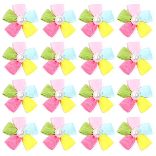 Haarschmuck DIY Ergebnisse, Polyester, mit Kunststoff Perlen, Blume, gemischte Farben, 45mm, ca. 100PCs/Tasche, verkauft von Tasche