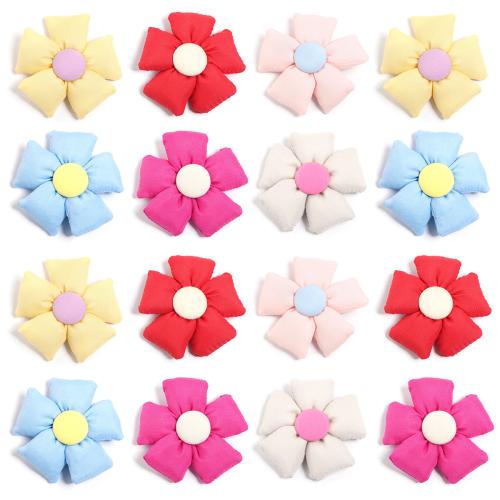 Hair Accessories DIY Findings, Cloth, with Cotton, Flower, more colors for choice, 70mm, Approx 100PCs/Bag, Sold By Bag