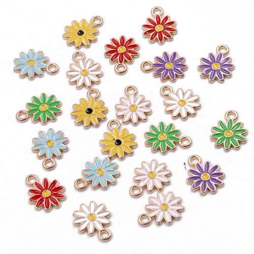 Tibetan Style Enamel Pendants, Flower, plated, DIY, more colors for choice, 10x13mm, 100PCs/Bag, Sold By Bag