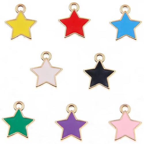 Tibetan Style Enamel Pendants, Star, plated, DIY, more colors for choice, 11x14mm, 100PCs/Bag, Sold By Bag