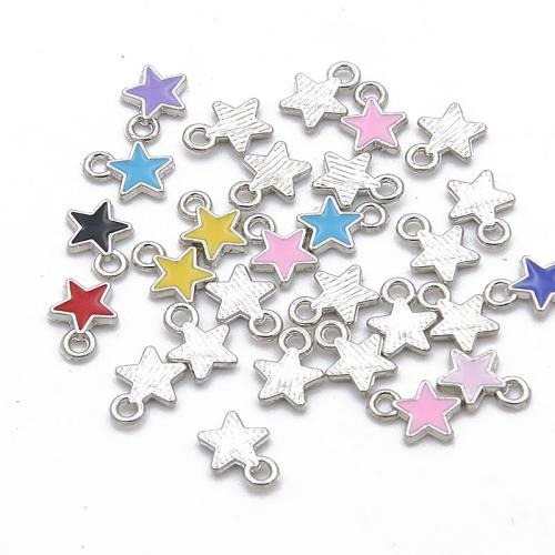 Tibetan Style Enamel Pendants, Star, plated, DIY, more colors for choice, 6x8mm, 100PCs/Bag, Sold By Bag