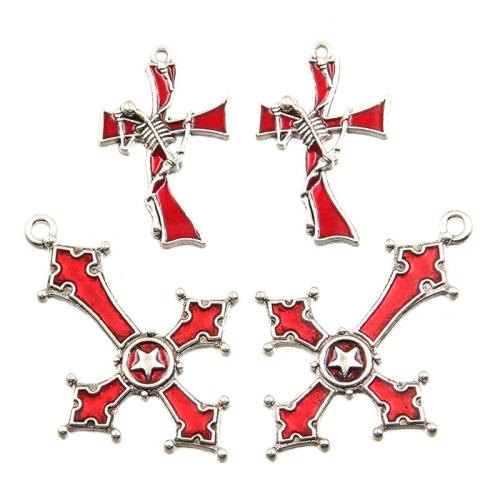 Tibetan Style Enamel Pendants, Cross, plated, DIY, more colors for choice, 100PCs/Bag, Sold By Bag