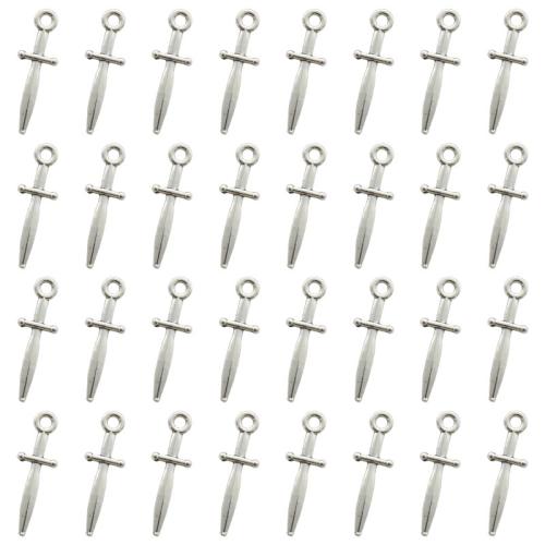 Zink-Aluminium-Anhänger, Zinklegierung, SchwertKlinge, plattiert, DIY, 23x7mm, 100PCs/Tasche, verkauft von Tasche