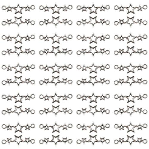 Sterne Zink Legierung Verbinder, Zinklegierung, plattiert, DIY & 1/1-Schleife, keine, 25x9mm, 100PCs/Tasche, verkauft von Tasche