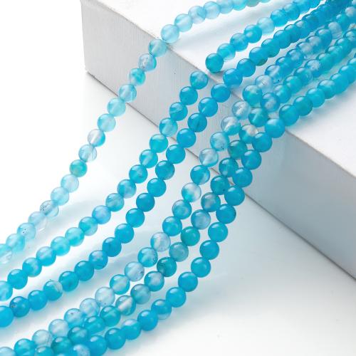 Natural Blue Agate Beads, Round, polished, DIY & different size for choice, blue, Sold By Strand