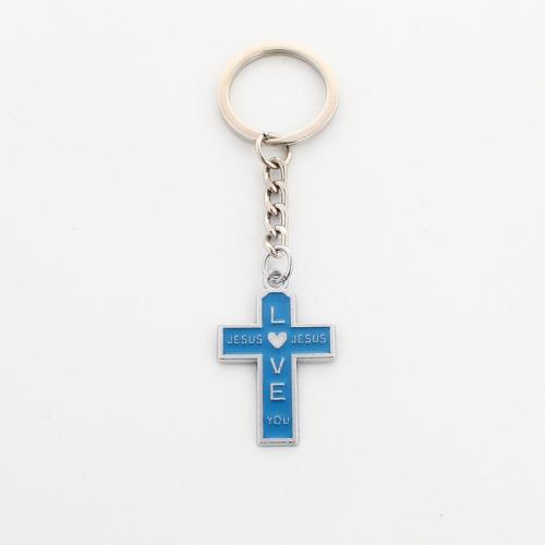 Tibetan Style Key Clasp, Cross, plated, Unisex & different styles for choice & enamel, key clasp length 70-100mm, Sold By PC