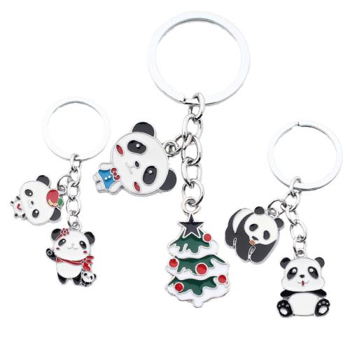 Tibetan Style Key Clasp, Panda, plated, Unisex & different styles for choice & enamel, key clasp length 70-100mm, Sold By PC