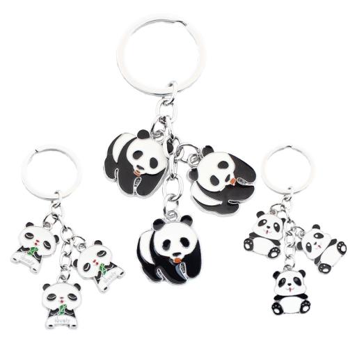 Tibetan Style Key Clasp, Panda, plated, Unisex & different styles for choice & enamel, key clasp length 70-100mm, Sold By PC