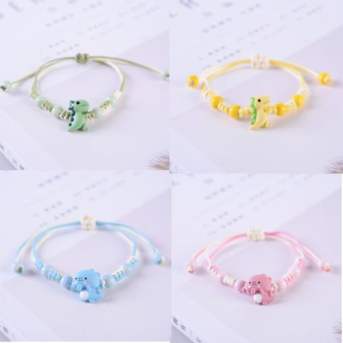 Porcelain Bracelet, Korean Waxed Cord, with Porcelain, cute & Adjustable & fashion jewelry & for woman, more colors for choice, Length:Approx 18 cm, Sold By PC