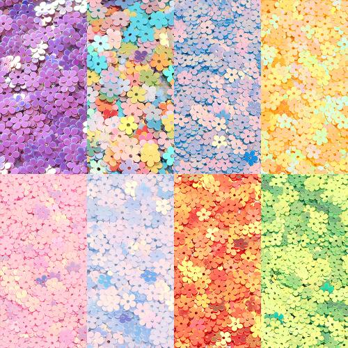 Plastic Sequin, PVC Plastic, Flower, DIY, more colors for choice, 6.80mm, Hole:Approx 1.3mm, Approx 30G/Bag, Sold By Bag