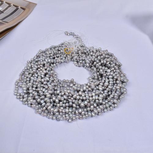 Keshi Cultured Freshwater Pearl Beads, Rice, DIY, grey, about:4-5mm, Sold Per Approx 36 cm Strand