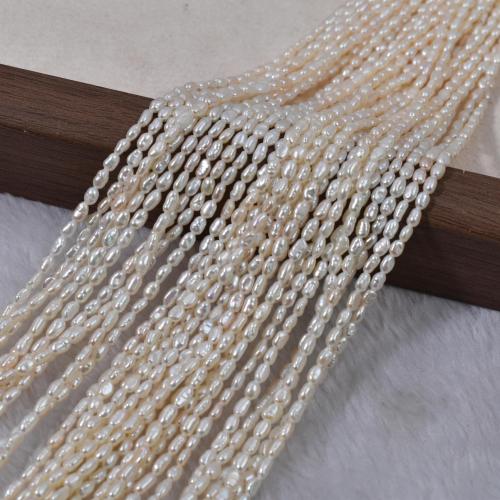 Cultured Rice Freshwater Pearl Beads, DIY, white, about:3-4mm, Sold Per Approx 35 cm Strand