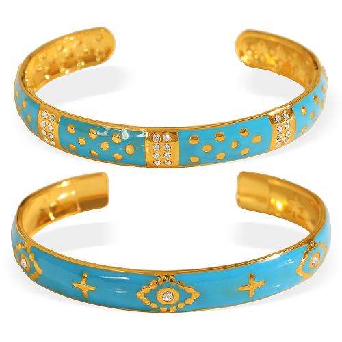 Bracelet en acier inoxydable, Acier inoxydable 304, Plaqué or 18K, styles différents pour le choix & pour femme & émail & avec strass, plus de couleurs à choisir, Vendu par PC